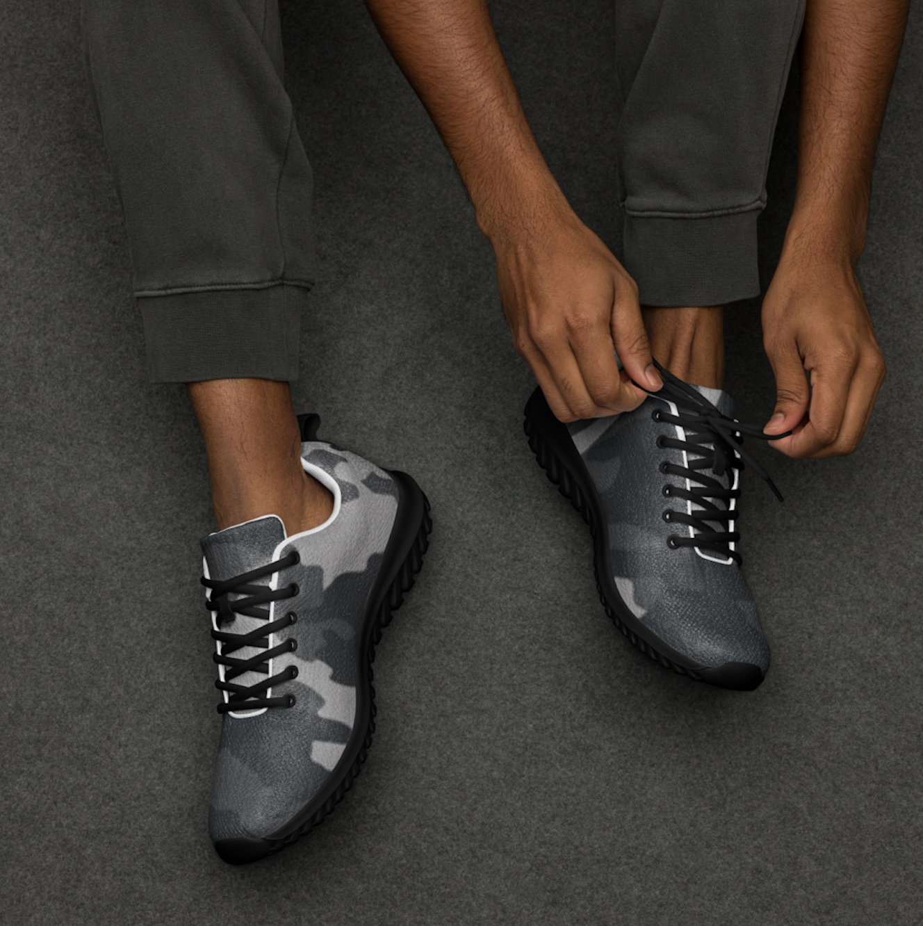 Stealth Terrain Runners - Ultra Lightweight Dark Camo Knit Sneakers