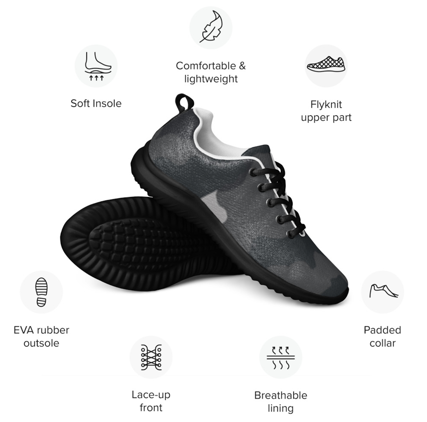 Stealth Terrain Runners - Ultra Lightweight Dark Camo Knit Sneakers
